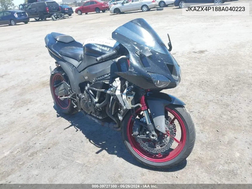 2008 Kawasaki Zx600 P VIN: JKAZX4P188A040223 Lot: 39727380