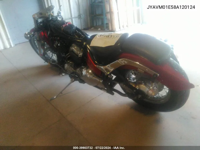 2008 Yamaha Xvs650 A/At VIN: JYAVM01E58A120124 Lot: 39903732