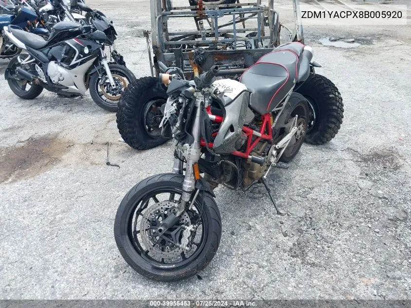 2008 Ducati Hypermotard 1100/S VIN: ZDM1YACPX8B005920 Lot: 39955453