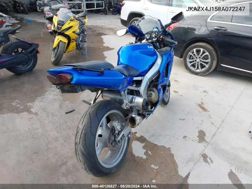 2008 Kawasaki Zx600 J1 VIN: JKAZX4J158A072247 Lot: 40126827