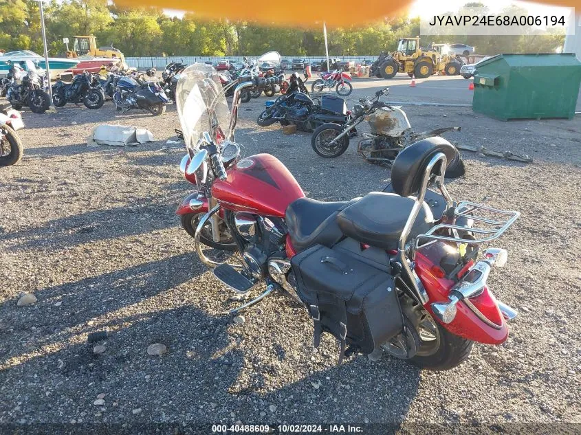 2008 Yamaha Xvs1300 A VIN: JYAVP24E68A006194 Lot: 40488609