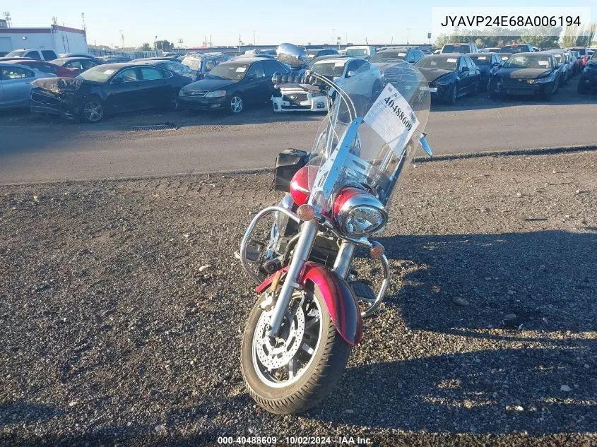 2008 Yamaha Xvs1300 A VIN: JYAVP24E68A006194 Lot: 40488609