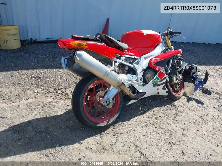 2008 Aprilia Rsv 1000 R VIN: ZD4RRTR0X8S001078 Lot: 40491545