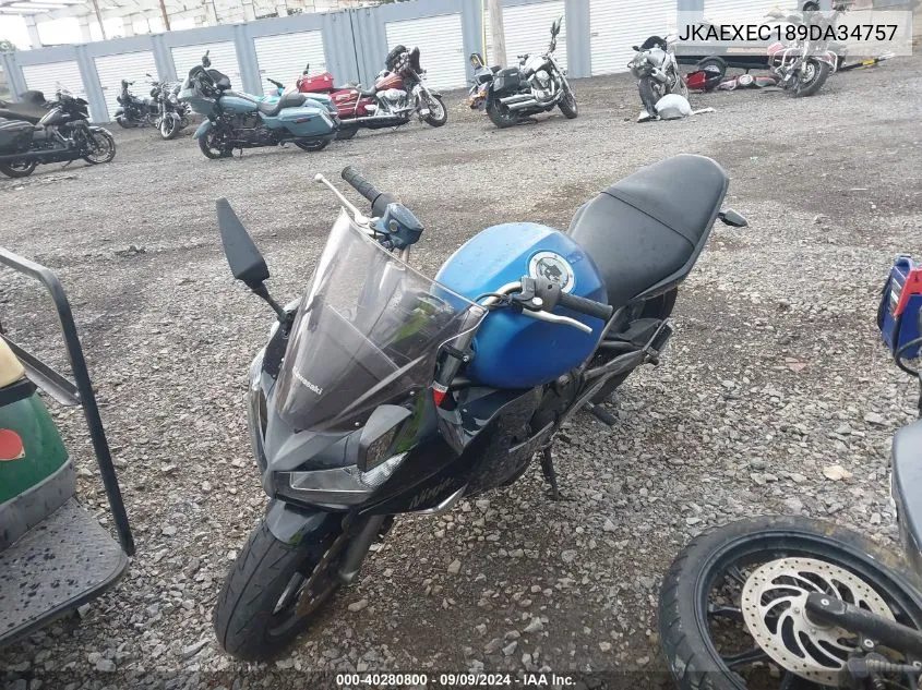 2009 Kawasaki Ex650 C VIN: JKAEXEC189DA34757 Lot: 40280800