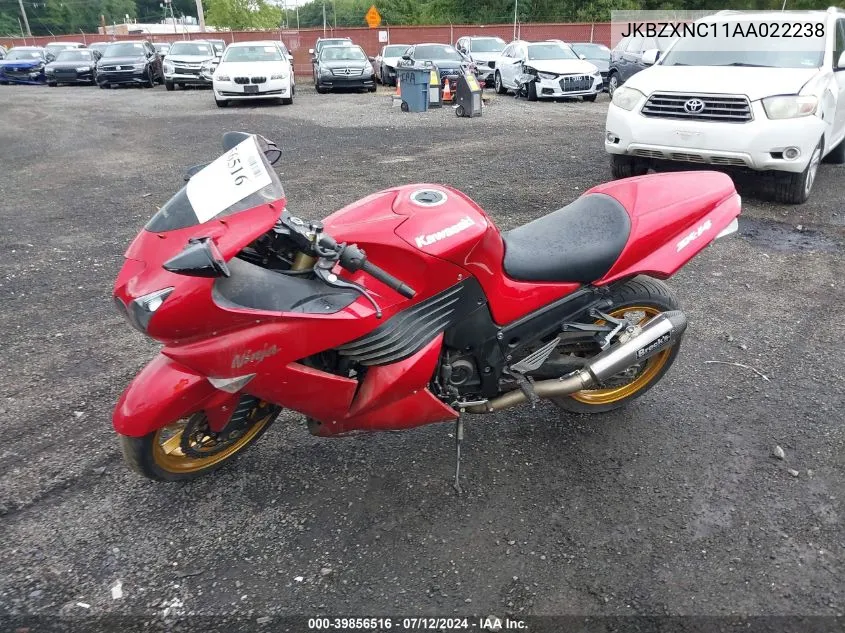 2010 Kawasaki Zx1400 C VIN: JKBZXNC11AA022238 Lot: 39856516