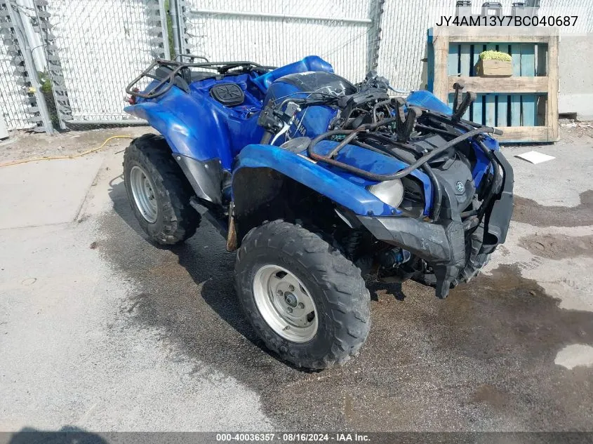 2011 Yamaha Yfm700 Fwad VIN: JY4AM13Y7BC040687 Lot: 40036357