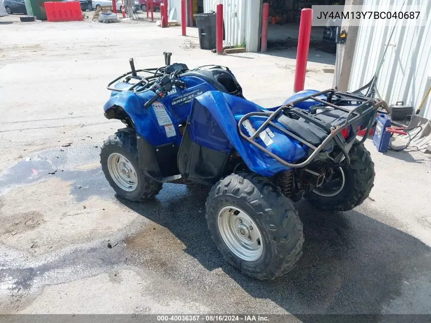 2011 Yamaha Yfm700 Fwad VIN: JY4AM13Y7BC040687 Lot: 40036357