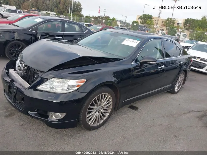 2011 Lexus Ls 460 VIN: JTHBL5EFXB5103649 Lot: 40092043