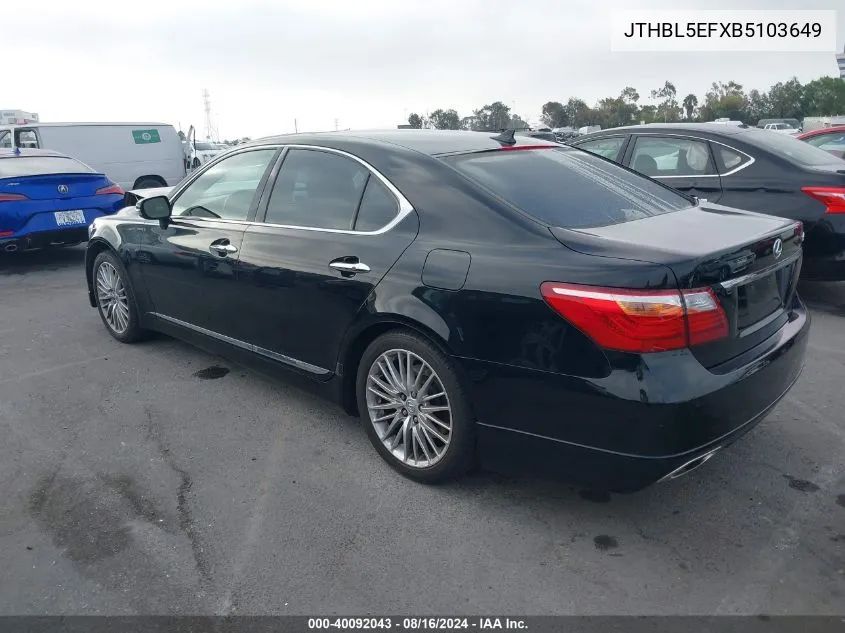 2011 Lexus Ls 460 VIN: JTHBL5EFXB5103649 Lot: 40092043