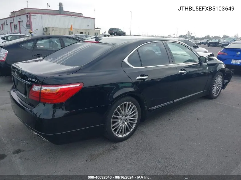 2011 Lexus Ls 460 VIN: JTHBL5EFXB5103649 Lot: 40092043