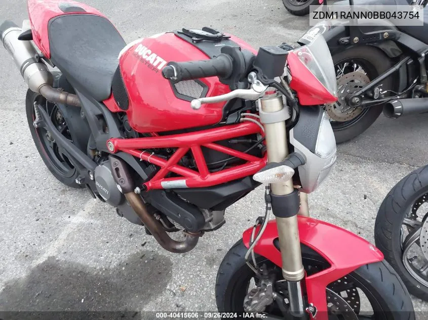 2011 Ducati Monster 796 VIN: ZDM1RANN0BB043754 Lot: 40415606