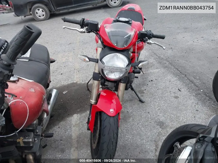 2011 Ducati Monster 796 VIN: ZDM1RANN0BB043754 Lot: 40415606