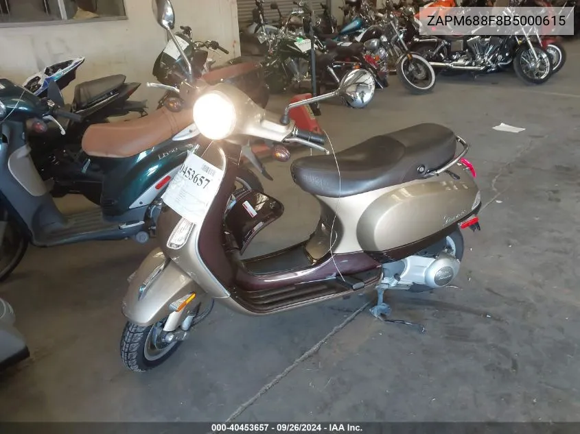 2011 Vespa Lx 150Ie VIN: ZAPM688F8B5000615 Lot: 40453657