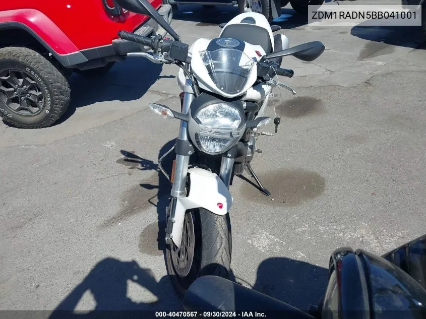 2011 Ducati Monster 696 VIN: ZDM1RADN5BB041001 Lot: 40470567