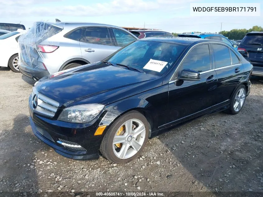 2011 Benz C-Class C300 Sport R Luxury/Sport VIN: WDDGF5EB9BR171791 Lot: 40505741