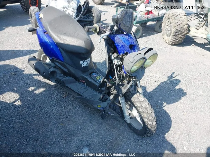 2012 Yamaha Yw50 F VIN: RKRSA43N7CA111463 Lot: 12093674