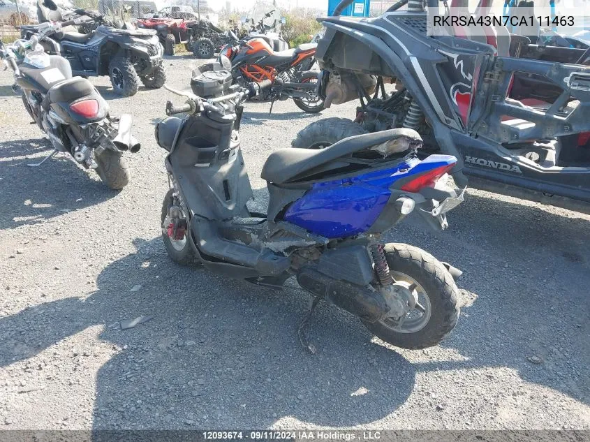 2012 Yamaha Yw50 F VIN: RKRSA43N7CA111463 Lot: 12093674