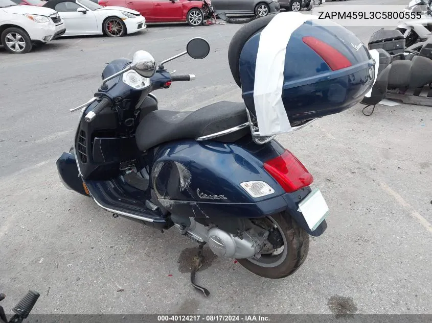 2012 Vespa Gts 300 Super VIN: ZAPM459L3C5800555 Lot: 40124217