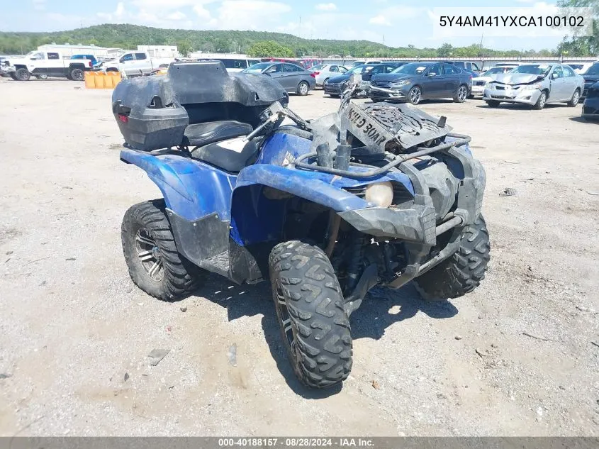 2012 Yamaha Yfm700 Fwad VIN: 5Y4AM41YXCA100102 Lot: 40188157