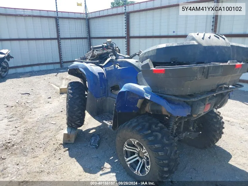 2012 Yamaha Yfm700 Fwad VIN: 5Y4AM41YXCA100102 Lot: 40188157