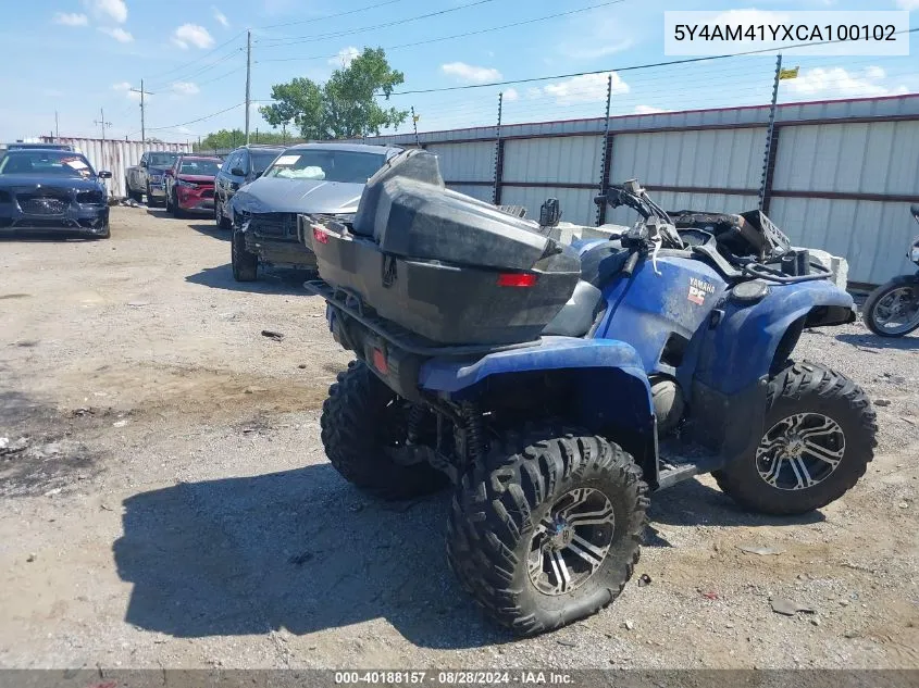 2012 Yamaha Yfm700 Fwad VIN: 5Y4AM41YXCA100102 Lot: 40188157