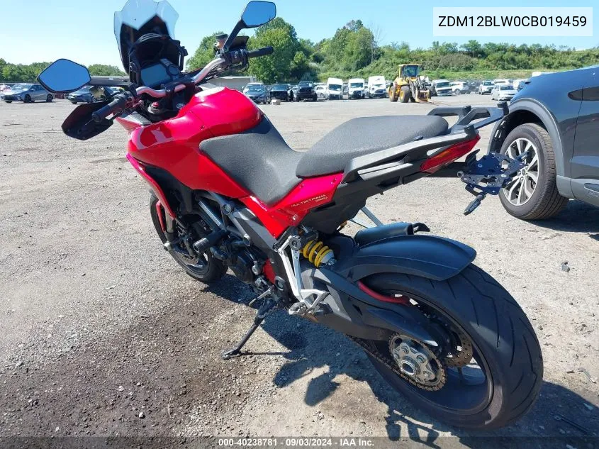 2012 Ducati Multistrada 1200/S VIN: ZDM12BLW0CB019459 Lot: 40238781