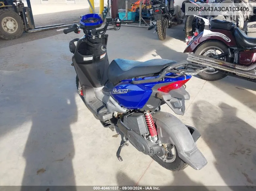 2012 Yamaha Yw50 F VIN: RKRSA43A3CA103406 Lot: 40461037