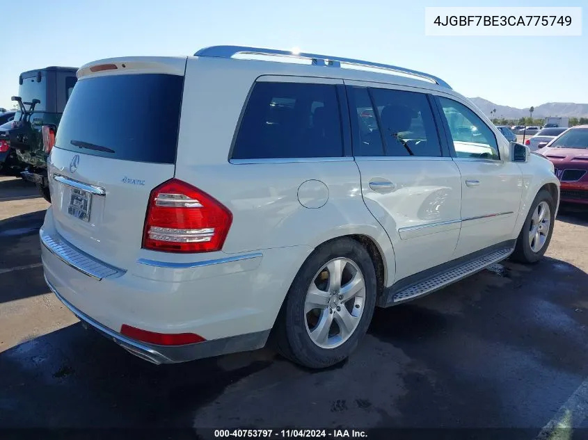 2012 Benz Gl-Class Gl450 4Mati 4Matic VIN: 4JGBF7BE3CA775749 Lot: 40753797