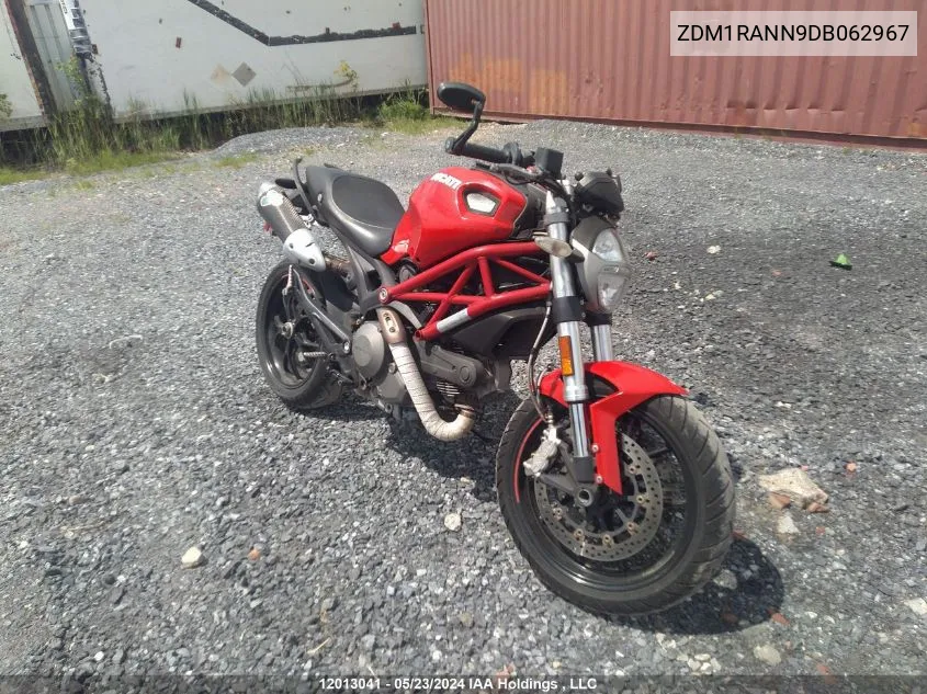 2013 Ducati Monster 796 VIN: ZDM1RANN9DB062967 Lot: 12013041