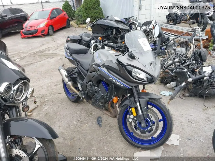 2013 Yamaha Fz8 S VIN: JYARN28N8DA000375 Lot: 12094941