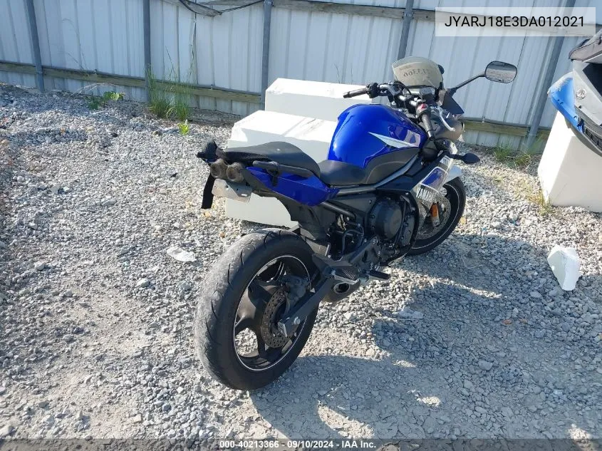 2013 Yamaha Fz6 R VIN: JYARJ18E3DA012021 Lot: 40213366