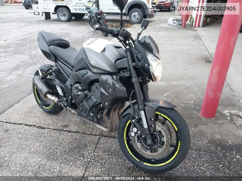 2013 Yamaha Fz8 N VIN: JYARN27E2DA003905 Lot: 40278571