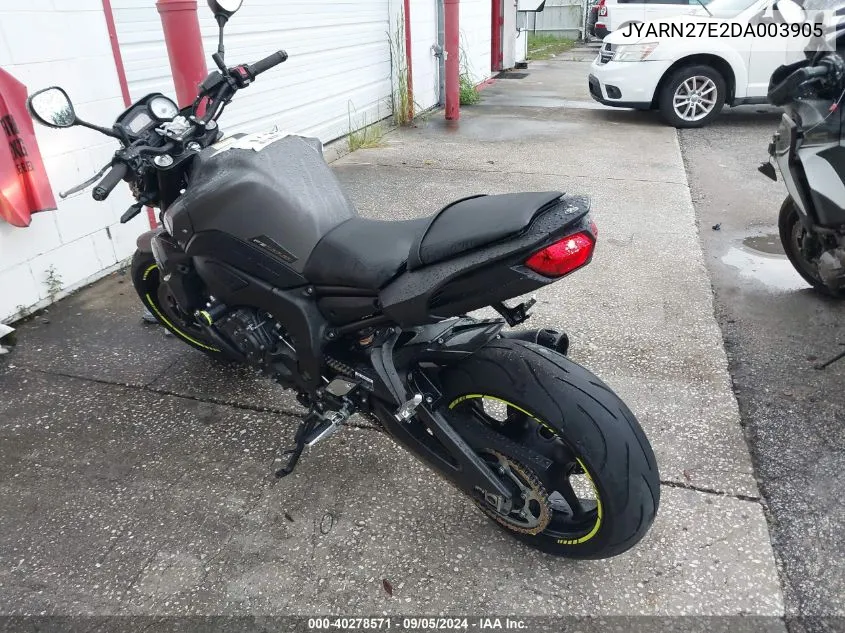 2013 Yamaha Fz8 N VIN: JYARN27E2DA003905 Lot: 40278571