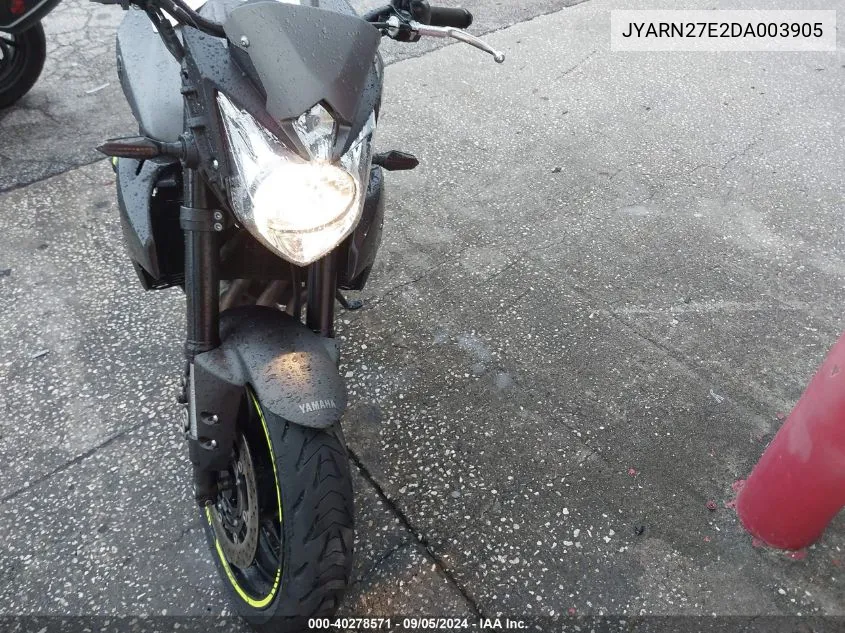 2013 Yamaha Fz8 N VIN: JYARN27E2DA003905 Lot: 40278571