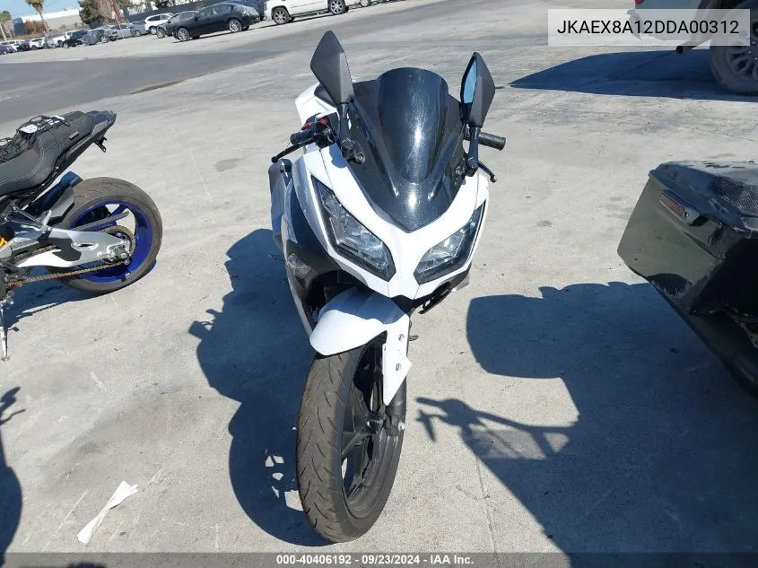 2013 Kawasaki Ex300 A VIN: JKAEX8A12DDA00312 Lot: 40406192