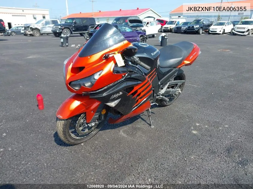 2014 Kawasaki Zx1400 F VIN: JKBZXNF10EA006355 Lot: 12088920