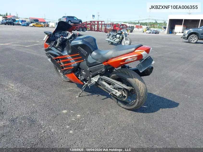 2014 Kawasaki Zx1400 F VIN: JKBZXNF10EA006355 Lot: 12088920