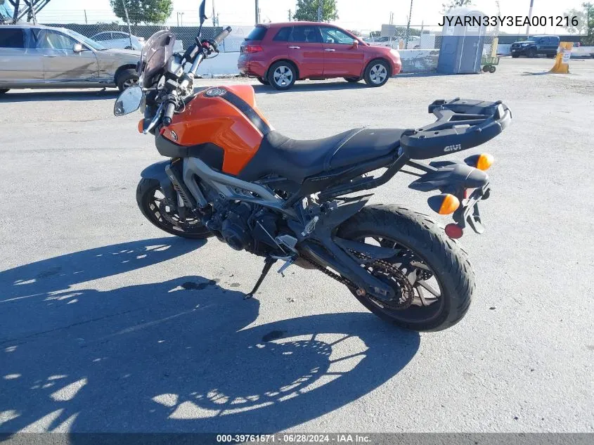 2014 Yamaha Fz09 C VIN: JYARN33Y3EA001216 Lot: 39761571