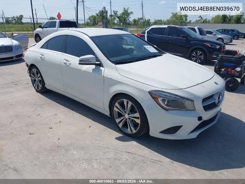 2014 Mercedes-Benz Cla 250 VIN: WDDSJ4EB8EN039670 Lot: 40010663