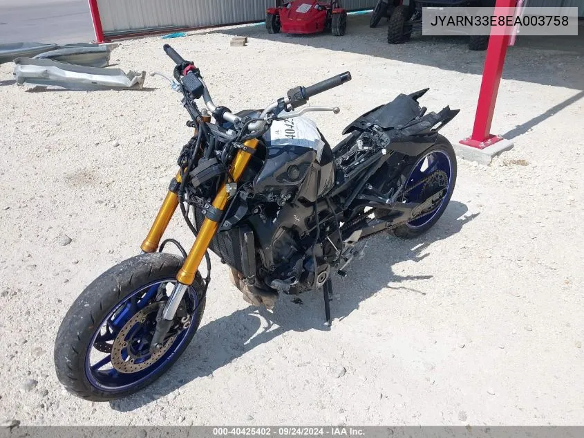 2014 Yamaha Fz09 VIN: JYARN33E8EA003758 Lot: 40425402