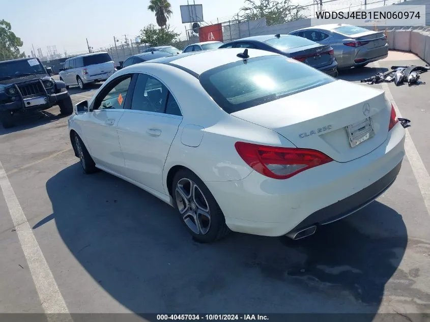 2014 Benz Cla-Class Cla250 Fwd VIN: WDDSJ4EB1EN060974 Lot: 40457034