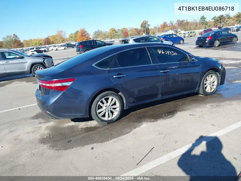 2014 Toyota Avalon Xle VIN: 4T1BK1EB4EU086718 Lot: 40639430