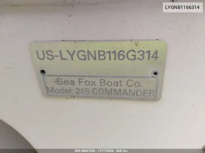 2014 Seafox Seafox VIN: LYGNB1166314 Lot: 40847228