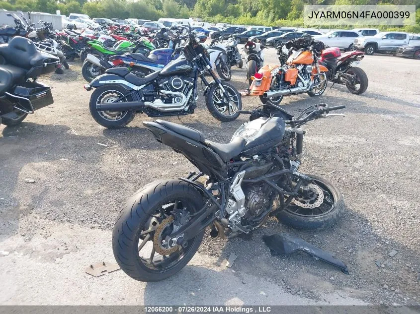 2015 Yamaha Fz07 VIN: JYARM06N4FA000399 Lot: 12056200