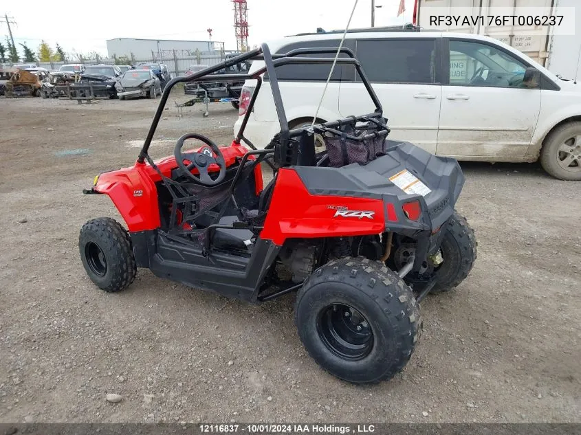 2015 Polaris Rzr 170 VIN: RF3YAV176FT006237 Lot: 12116837