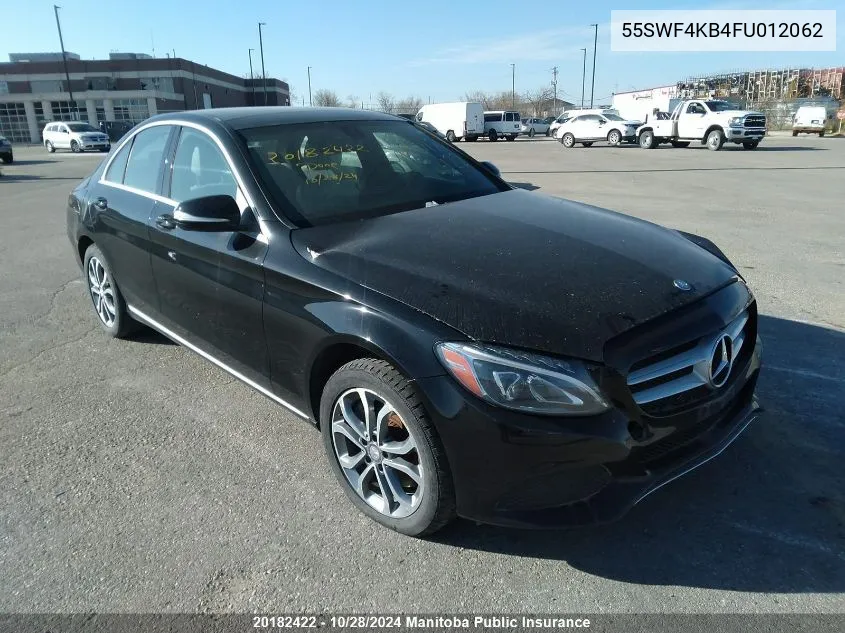 2015 Mercedes Benz C300W 4Matic VIN: 55SWF4KB4FU012062 Lot: 20182422