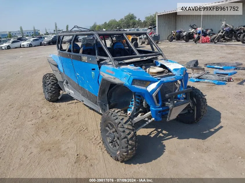 2015 Polaris Rzr Xp 1000 Eps VIN: 4XAVDE99XFB961752 Lot: 39817076