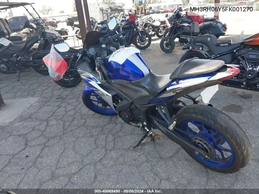 2015 Yamaha Yzfr3 VIN: MH3RH06Y5FK001270 Lot: 40069490