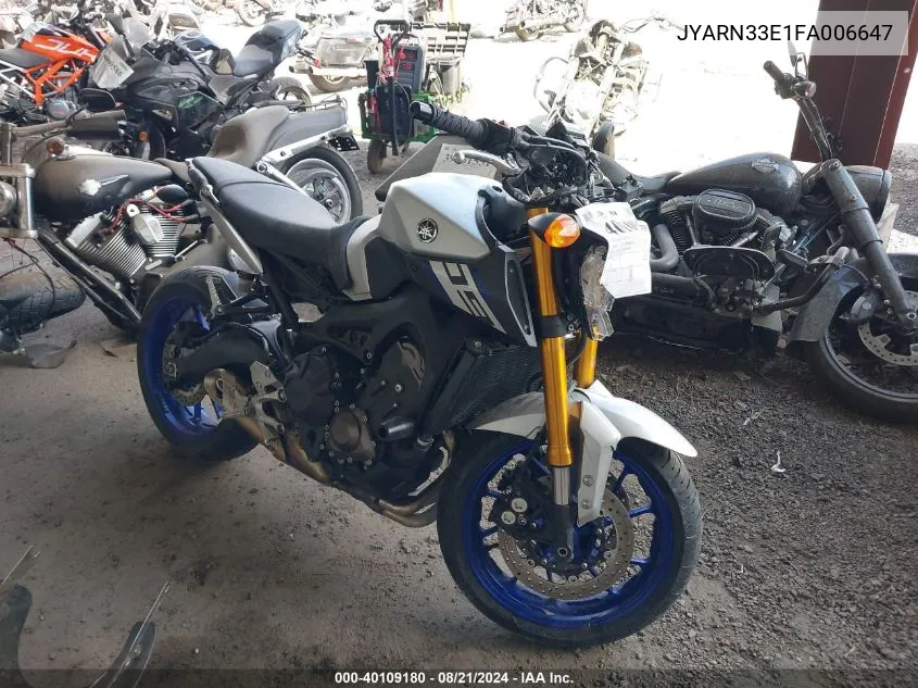 2015 Yamaha Fz09 VIN: JYARN33E1FA006647 Lot: 40109180