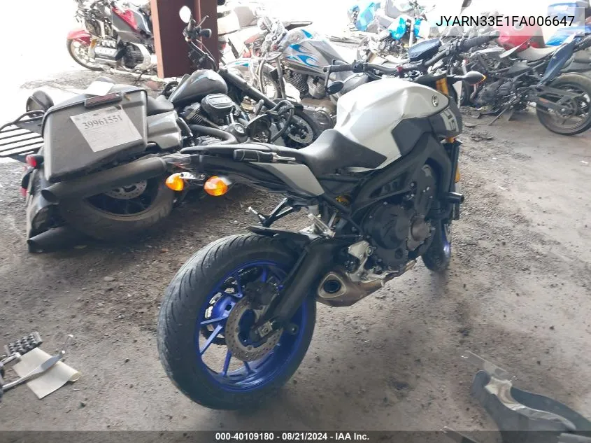 2015 Yamaha Fz09 VIN: JYARN33E1FA006647 Lot: 40109180